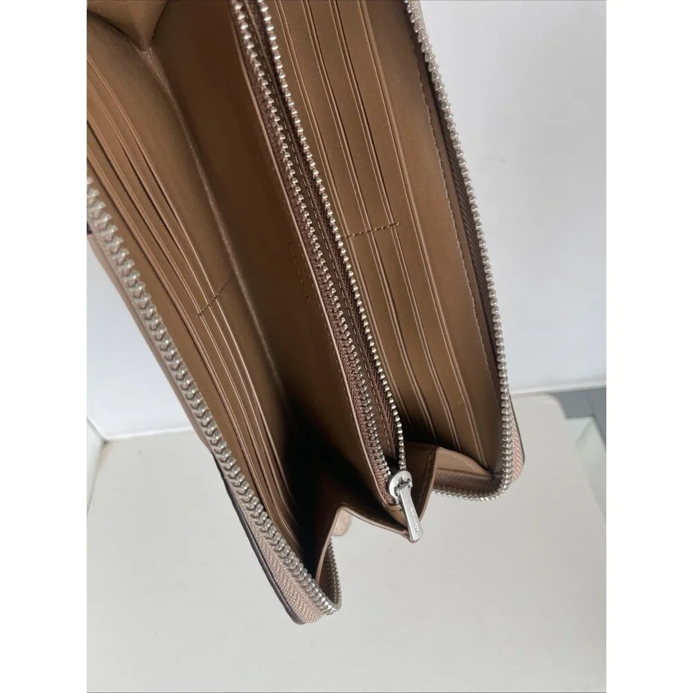 Coach Long Zip Around Wallet  CW947 Tan Signature Coated canvas